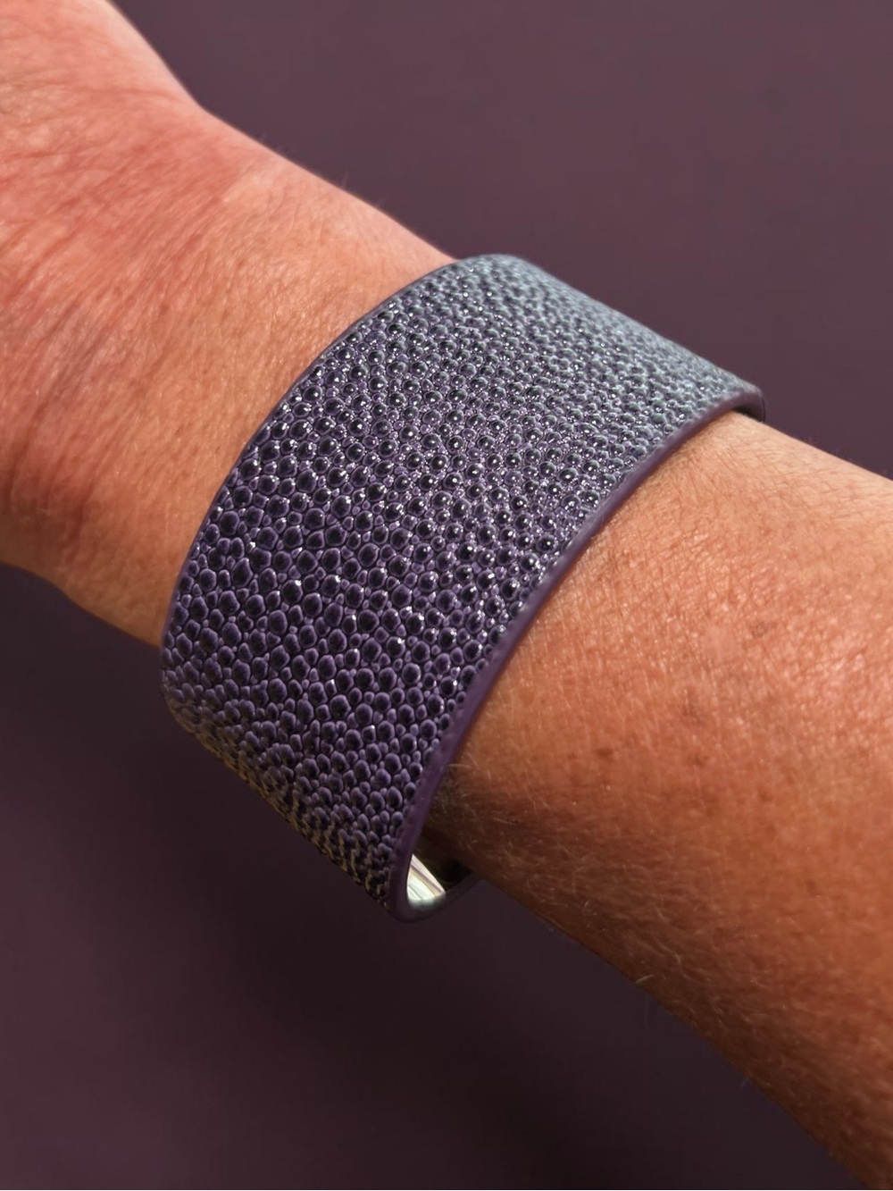 Waverly Textured Purple Pebble Leather Bracelet
